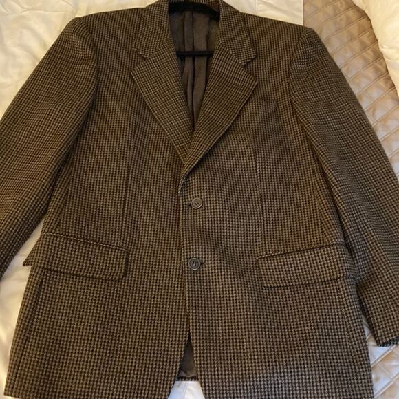 Valentino NWOT Mens Brown Houndstooth Wool Sport Jacket. Size 40R. - Picture 1 of 11